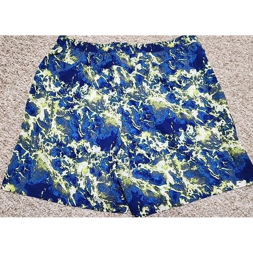 Champion Water Blue Green Printed Elastic Waist Active Shorts Men's Size XL 34x7